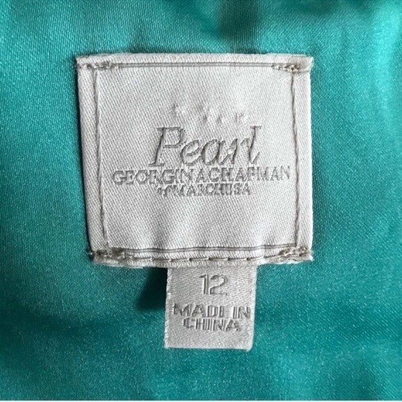 Pearl by Georgina Chapman Strapless Asymmetrical Scarf Hem Dress Floral SZ 12 - Picture 11 of 12